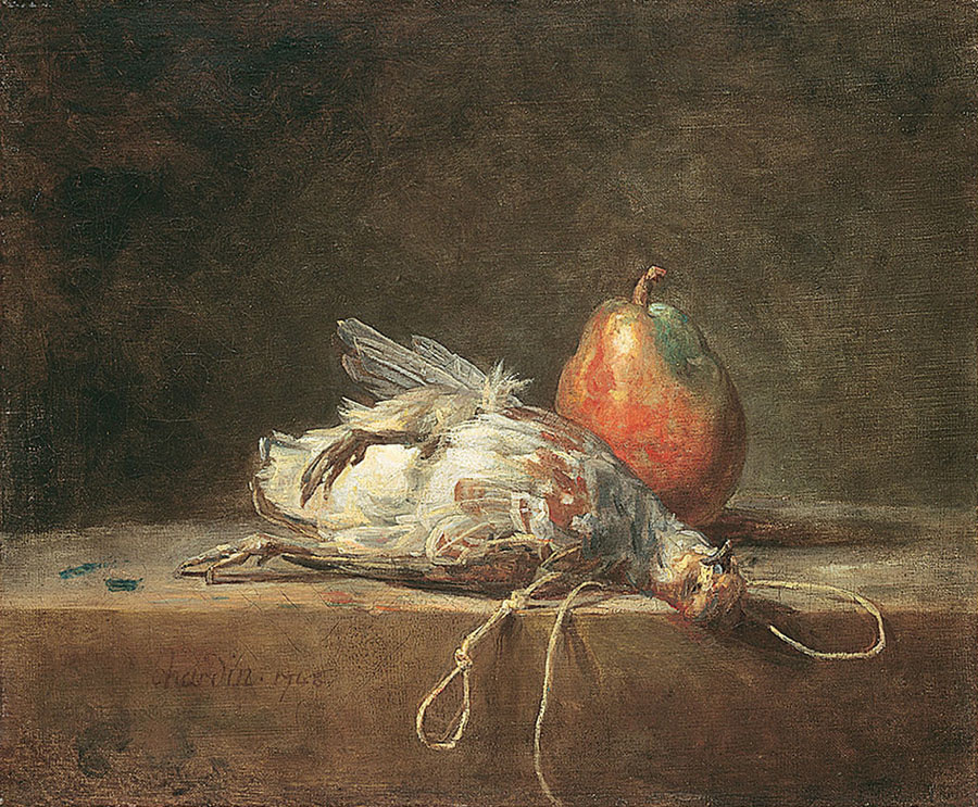 Chardin, Jean-Baptiste-Siméon Chardin, Still Life with Partridge and Pear, 1748